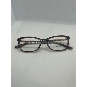 Versace 3186 Tortoise Shell Rectangular Eye Glasses Frames Italy Designer Women